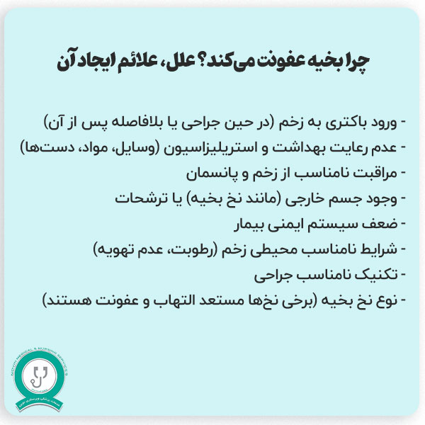 دلایل ایجاد عفونت بخیه